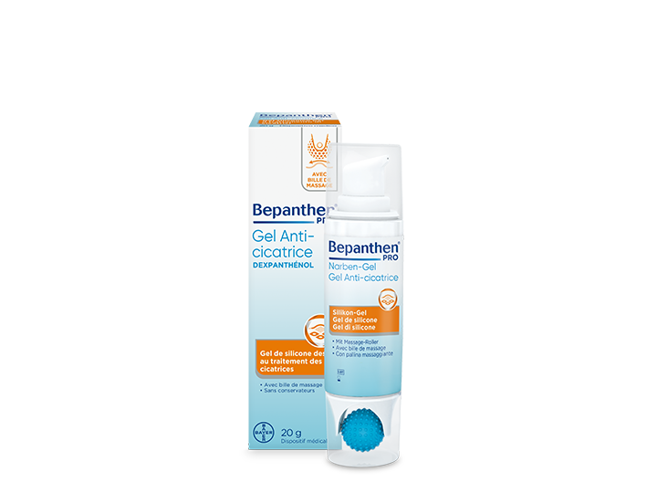 Bepanthen<span class="small-symbol" style="font-size: 0.6em;">®</span> PRO Gel Anti-cicatrice avec bille de massage pour traiter les cicatrices