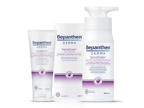 Bepanthen® DERMA SensiDaily™  Schutzbalsam: Basispflege für trockene, empfindliche und juckende Haut.